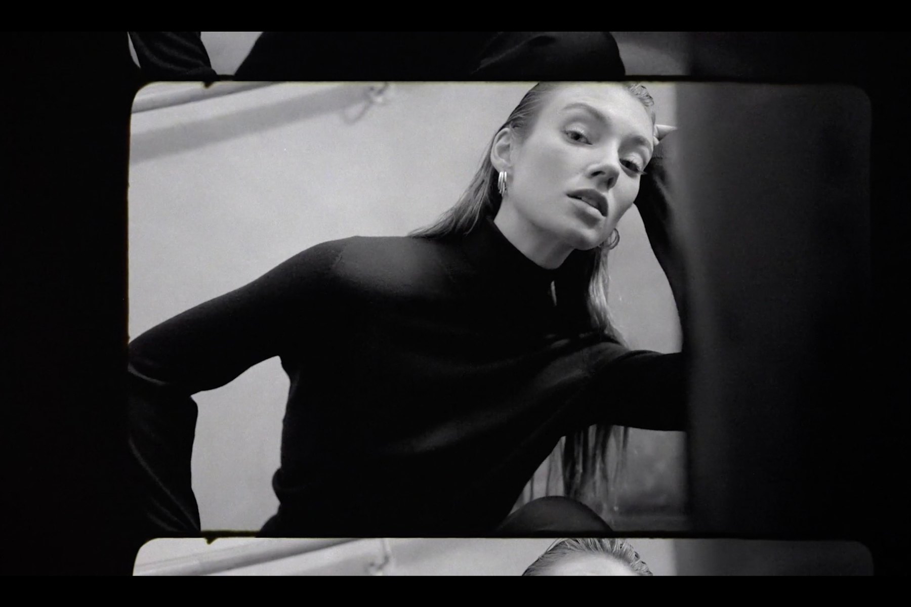 Black and white editorial filmstrip portrait from Dan Desaleux commercial work